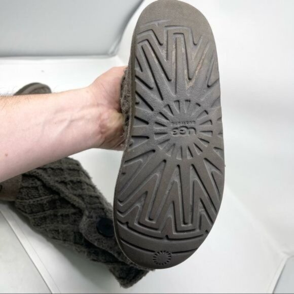 UGG Australia 1000210 Lattice Cardy GRAY Knit 2-Button Boots SIZE 3 - Picture 8 of 16